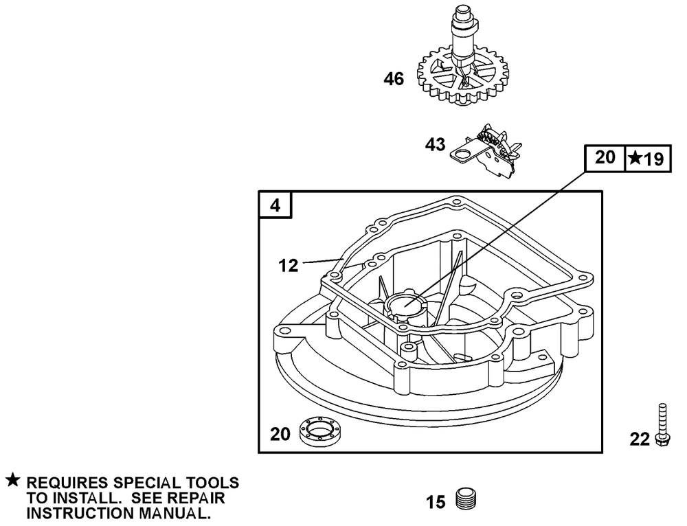 Sump Base, Cam Diagram and Parts List for 10C902-2033-XX  Briggs and Stratton Engine